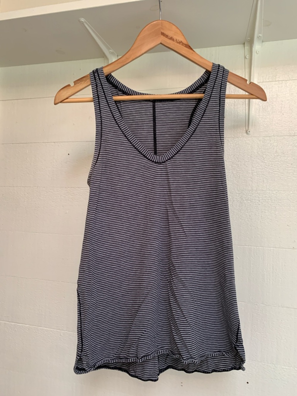 Lululemon Striped Sleeveless V-Neck Tank Top - Black & White
